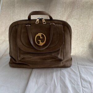 Gucci Tan Suede 1973 Top Handle Satchel